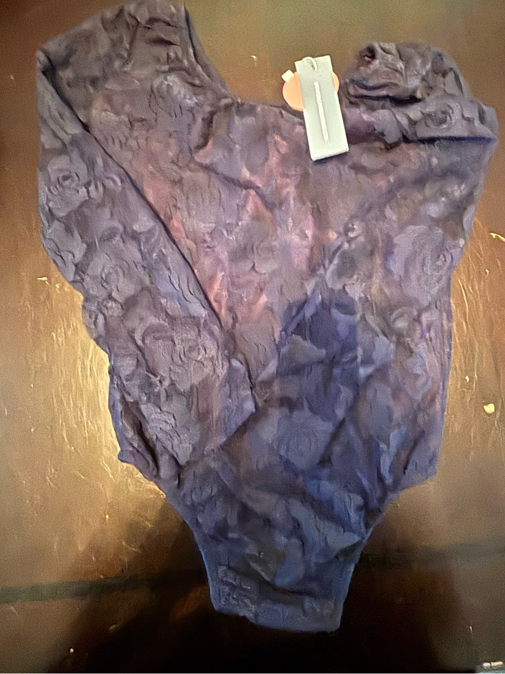 Girls Long-Sleeve Lace One-Piece Bodysuit in Deep Purple
